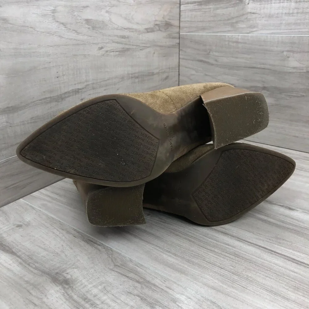 Marc Fisher Ankle Boots Womens 10M Gadri Brown Suede Slip On Booties